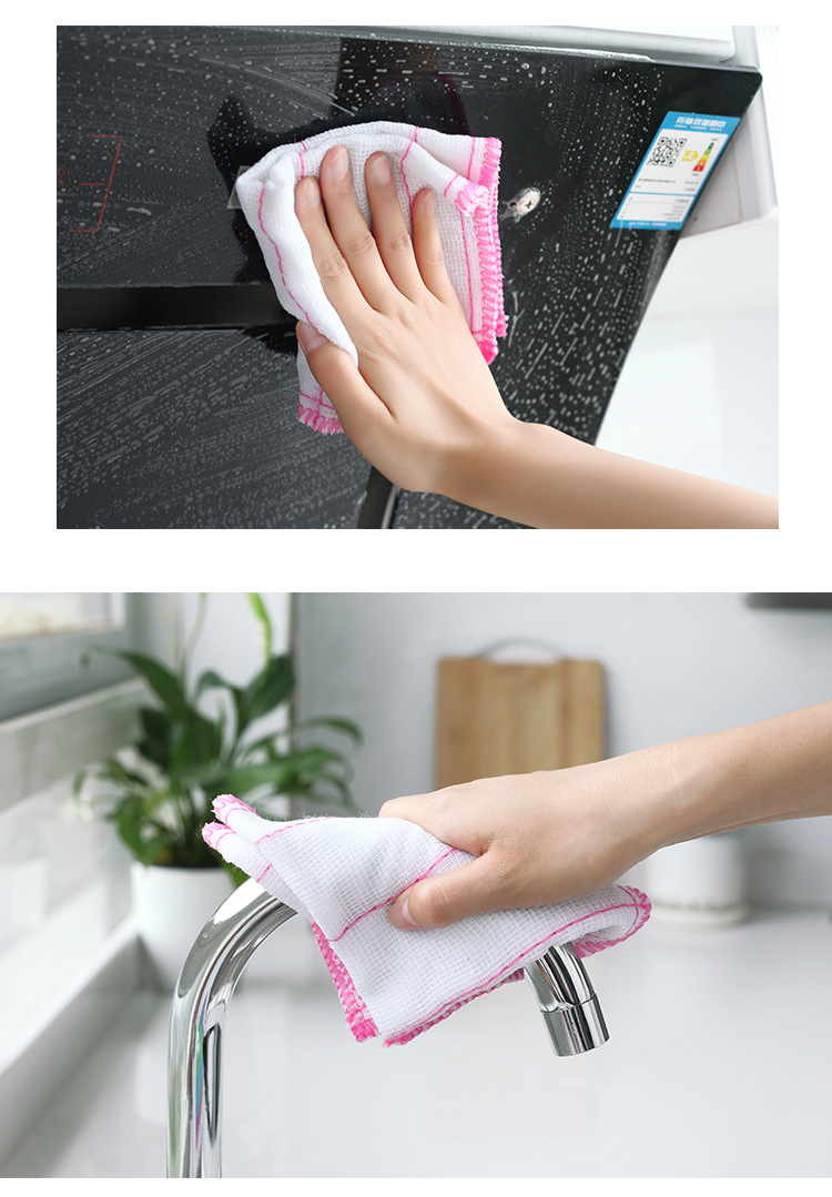 Kitchen Cotton Yarn Absorbent Lint-Free Cloth Oil-Free Dishcloth Dish Towel Decontamination Cleaning Cloth Scouring Pad