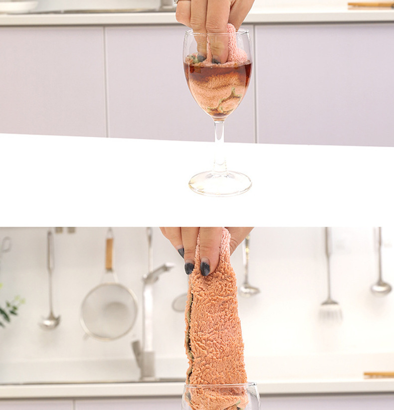 Household Lazy Rag Kitchen Cleaning OilFree DoubleSided Scouring Pad Composite Absorbent Cleaning Towel Coral Velvet Rag