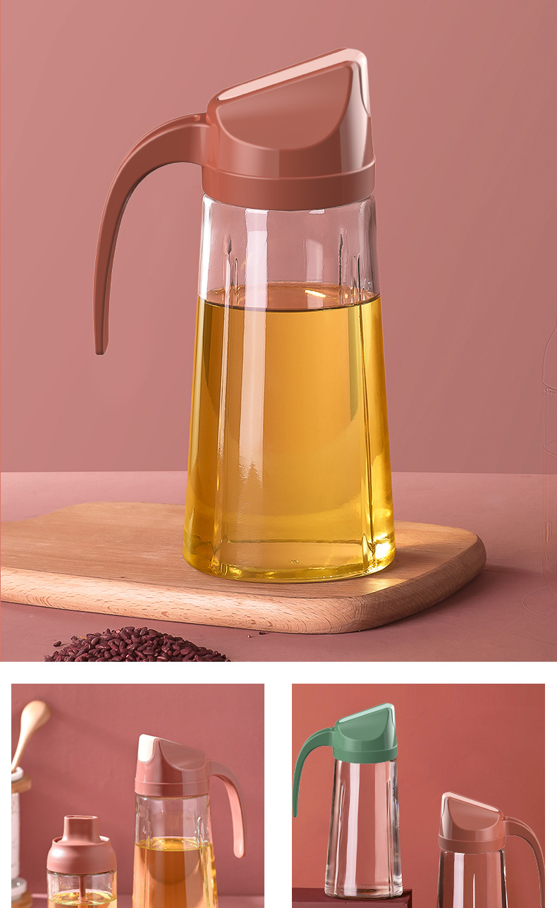 Large Capacity Glass Dust-Proof Leak-Proof Oil Pot Automatic Lid-Opening Oil Bottle Seasoning Bottle