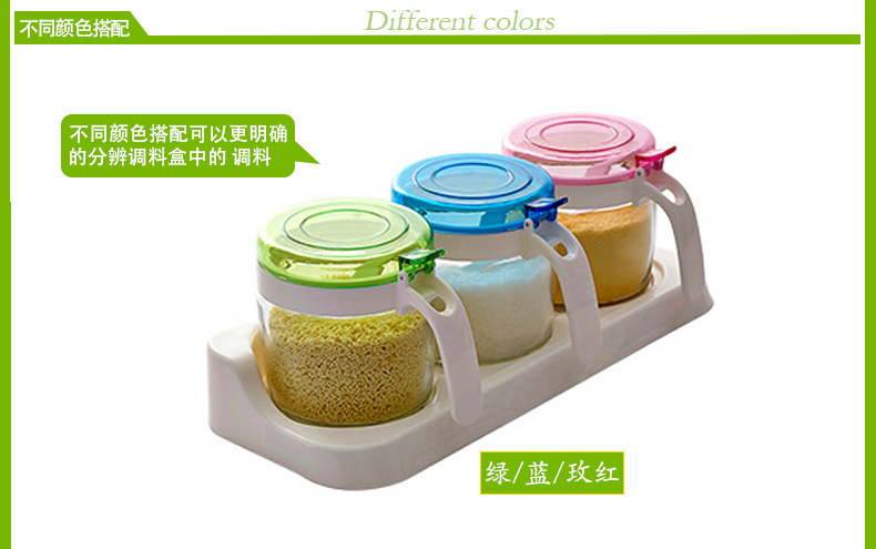 Longshida kitchen supplies European style creative seasoning box seasoning pot seasoning bottle glass spoon set
