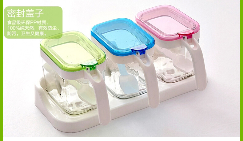 Longshida kitchen supplies European style creative seasoning box seasoning pot seasoning bottle glass spoon set