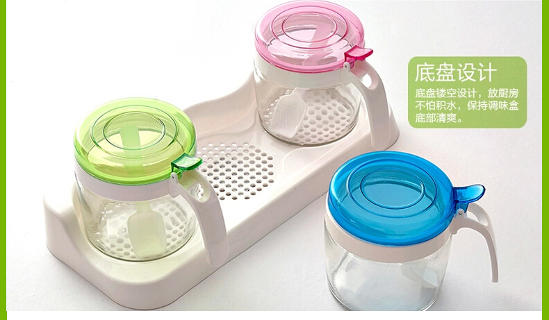 Longshida kitchen supplies European style creative seasoning box seasoning pot seasoning bottle glass spoon set