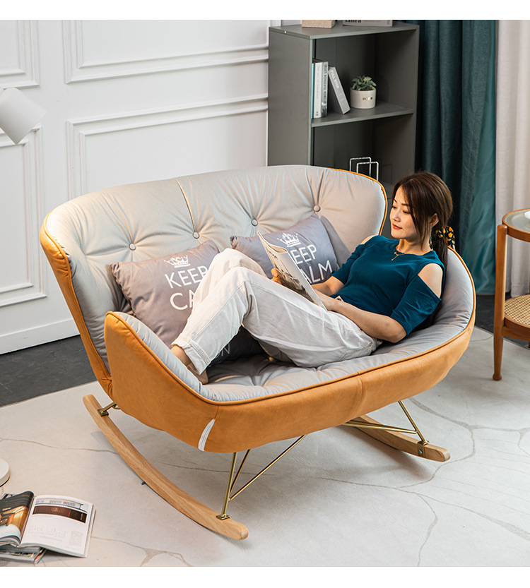Double Rocking Chair Light Luxury Nordic Recliner Adult Living Room Home Italian Leisure Lazy Sofa Balcony Rocking Chair