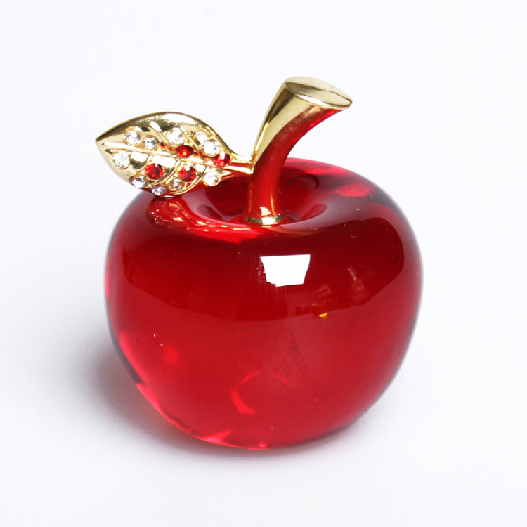 selling crystal Apple Creative gift Gold leaf decorative arts and Crafts Christmas decorations Car Home Decoration