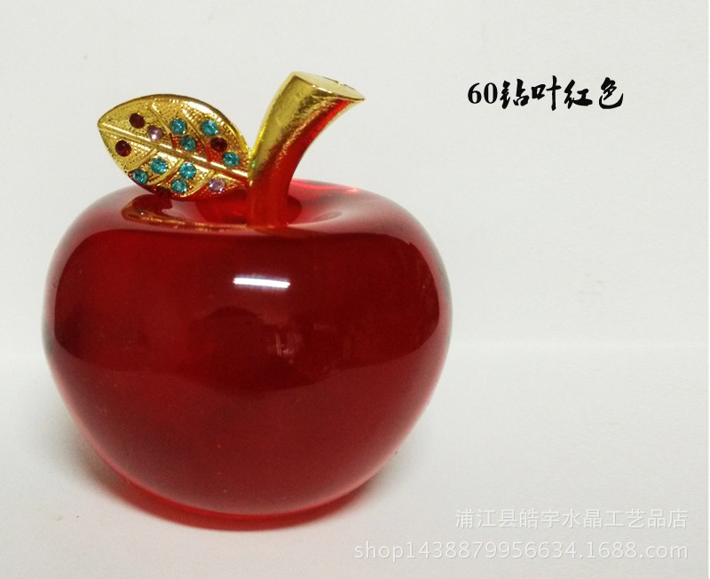 selling crystal Apple Creative gift Gold leaf decorative arts and Crafts Christmas decorations Car Home Decoration