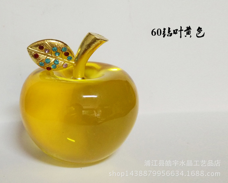 selling crystal Apple Creative gift Gold leaf decorative arts and Crafts Christmas decorations Car Home Decoration
