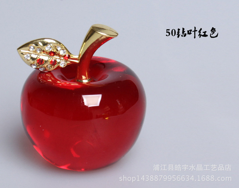 selling crystal Apple Creative gift Gold leaf decorative arts and Crafts Christmas decorations Car Home Decoration