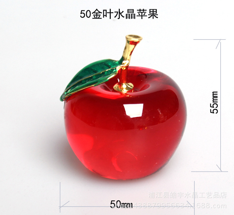 selling crystal Apple Creative gift Gold leaf decorative arts and Crafts Christmas decorations Car Home Decoration