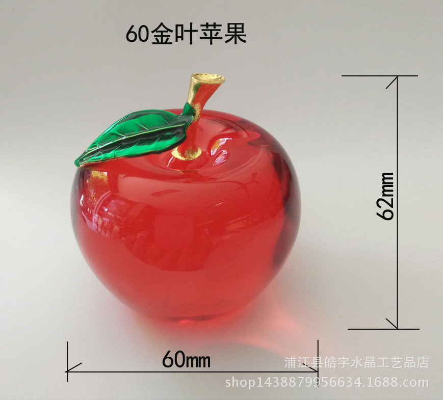 selling crystal Apple Creative gift Gold leaf decorative arts and Crafts Christmas decorations Car Home Decoration