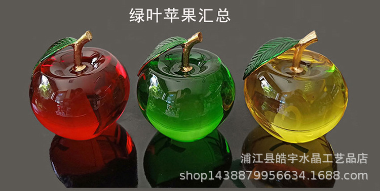 selling crystal Apple Creative gift Gold leaf decorative arts and Crafts Christmas decorations Car Home Decoration
