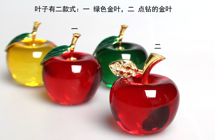 selling crystal Apple Creative gift Gold leaf decorative arts and Crafts Christmas decorations Car Home Decoration