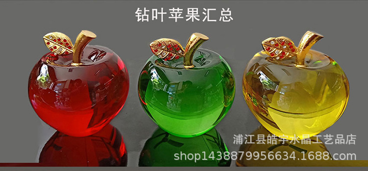 selling crystal Apple Creative gift Gold leaf decorative arts and Crafts Christmas decorations Car Home Decoration