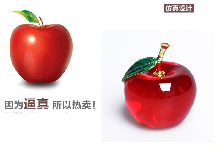 selling crystal Apple Creative gift Gold leaf decorative arts and Crafts Christmas decorations Car Home Decoration