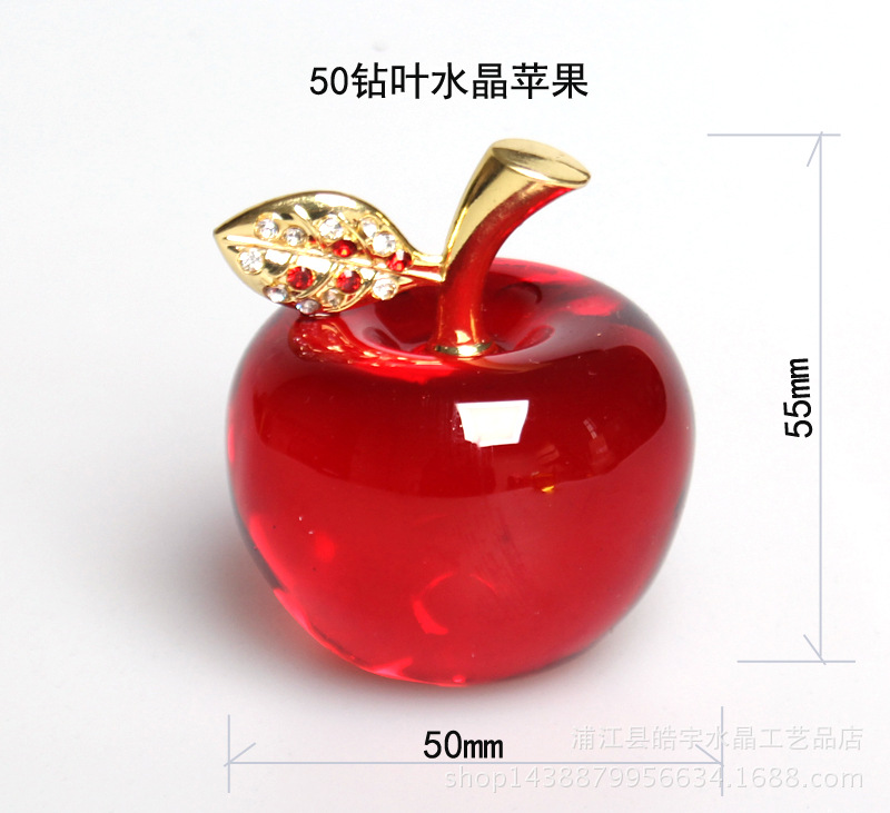 selling crystal Apple Creative gift Gold leaf decorative arts and Crafts Christmas decorations Car Home Decoration