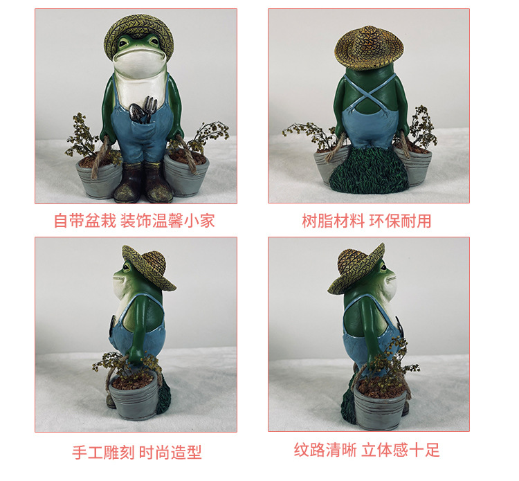 Resin Frog Animal Decoration Garden Crafts Customization Cross-Border Potted Cute Office Imported arts and crafts Resin Frog Animal Decoration Garden Crafts Customization Cross-Border Potted Cute Office Imported arts and crafts