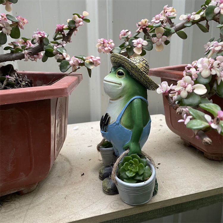 Resin Frog Animal Decoration Garden Crafts Customization Cross-Border Potted Cute Office Imported arts and crafts Resin Frog Animal Decoration Garden Crafts Customization Cross-Border Potted Cute Office Imported arts and crafts