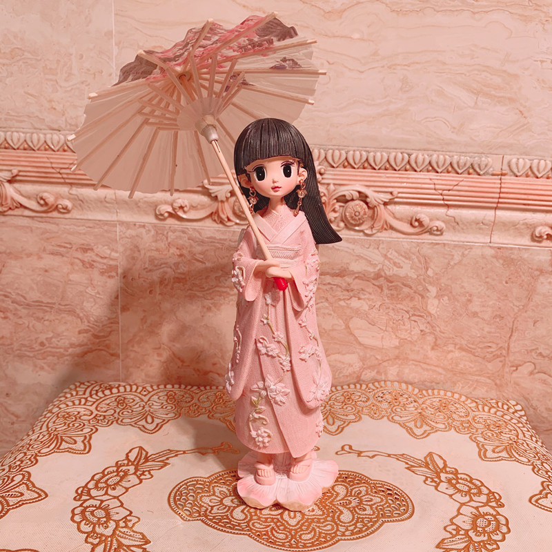 Imported arts and crafts Girl Japanese Kimono Japanese Style Girl Umbrella Resin Student Gift Ornaments