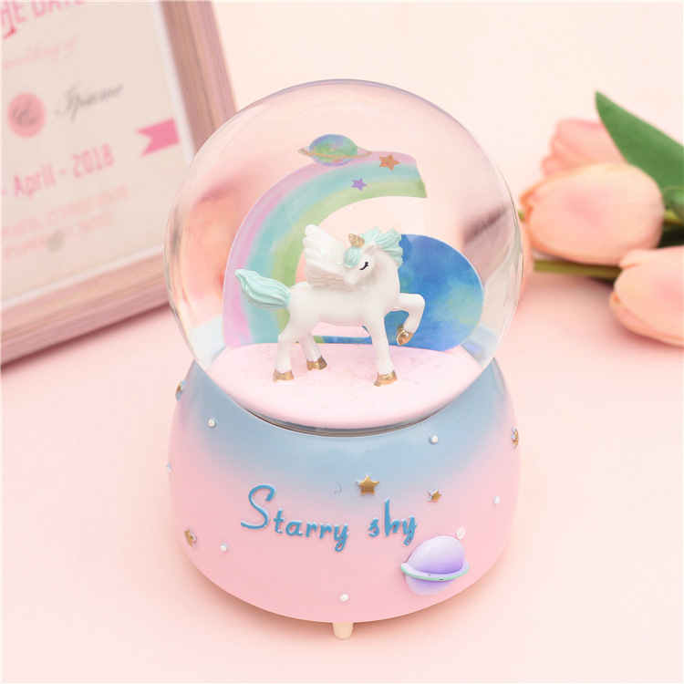 Imported arts and crafts Unicorn Crystal Ball Music Box Rotating Music Box Glowing Floating Snowflake Gift Imported arts and crafts Unicorn Crystal Ball Music Box Rotating Music Box Glowing Floating Snowflake Gift