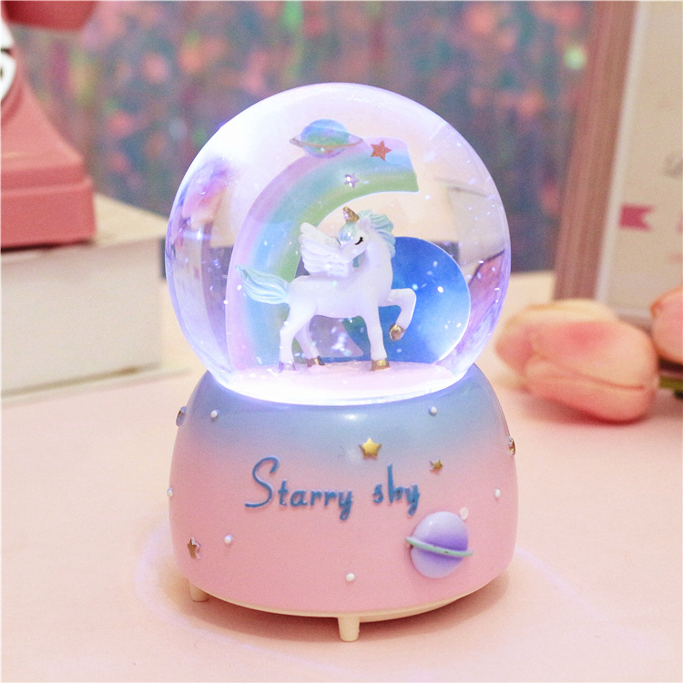 Imported arts and crafts Unicorn Crystal Ball Music Box Rotating Music Box Glowing Floating Snowflake Gift Imported arts and crafts Unicorn Crystal Ball Music Box Rotating Music Box Glowing Floating Snowflake Gift