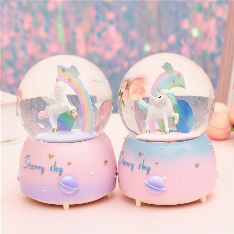 Imported arts and crafts Unicorn Crystal Ball Music Box Rotating Music Box Glowing Floating Snowflake Gift Imported arts and crafts Unicorn Crystal Ball Music Box Rotating Music Box Glowing Floating Snowflake Gift