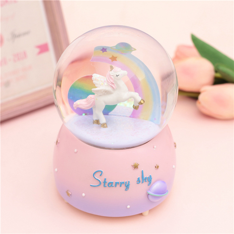 Imported arts and crafts Unicorn Crystal Ball Music Box Rotating Music Box Glowing Floating Snowflake Gift Imported arts and crafts Unicorn Crystal Ball Music Box Rotating Music Box Glowing Floating Snowflake Gift