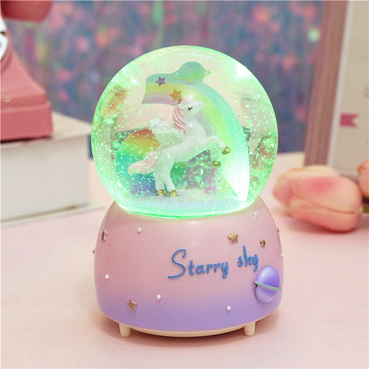 Imported arts and crafts Unicorn Crystal Ball Music Box Rotating Music Box Glowing Floating Snowflake Gift Imported arts and crafts Unicorn Crystal Ball Music Box Rotating Music Box Glowing Floating Snowflake Gift