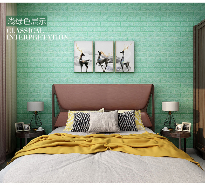 Self-Adhesive 3D Wall Stickers Brick Pattern Wallpaper Background Wall Anti-Collision Foam Soft Bag Bedroom Self-Adhesive 3D Wall Stickers Brick Pattern Wallpaper Background Wall Anti-Collision Foam Soft Bag Bedroom