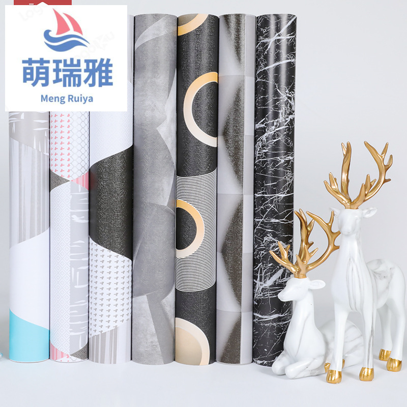 New Thickened PVC Self-Adhesive Wallpaper Waterproof European-Style Pastoral Bedroom Dorm Background Wall Renovation 