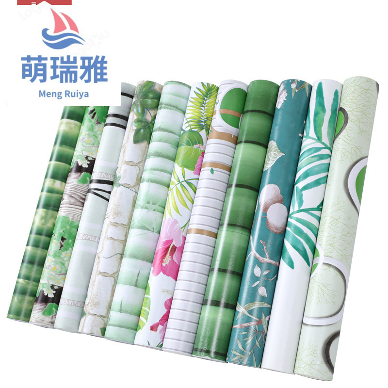 New Thickened PVC Self-Adhesive Wallpaper Waterproof European-Style Pastoral Bedroom Dorm Background Wall Renovation 