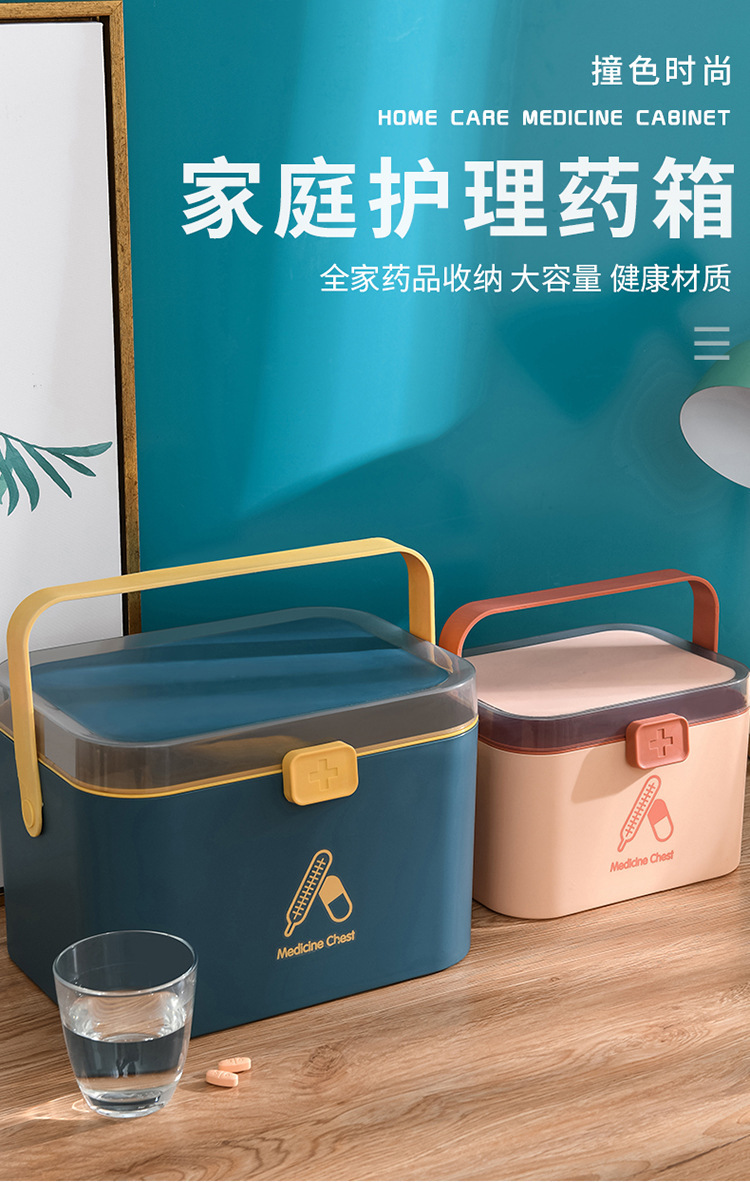 New Small Medicine Box Spot Nordic Style Medicine Box Household Plastic Portable Medicine Storage Box Spot Custom Logo