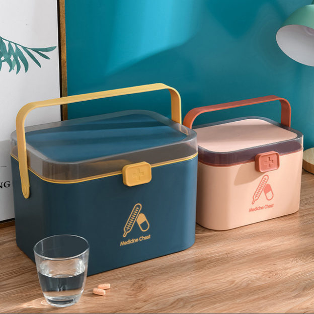 New Small Medicine Box Spot Nordic Style Medicine Box Household Plastic Portable Medicine Storage Box Spot Custom Logo