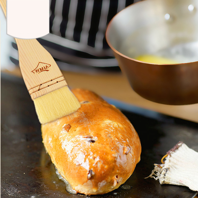 Quality Straight Wooden Handle Wool Brush with Package Wool Brush Wooden Handle Grill Brush Soft Wool AMW Baking Tool