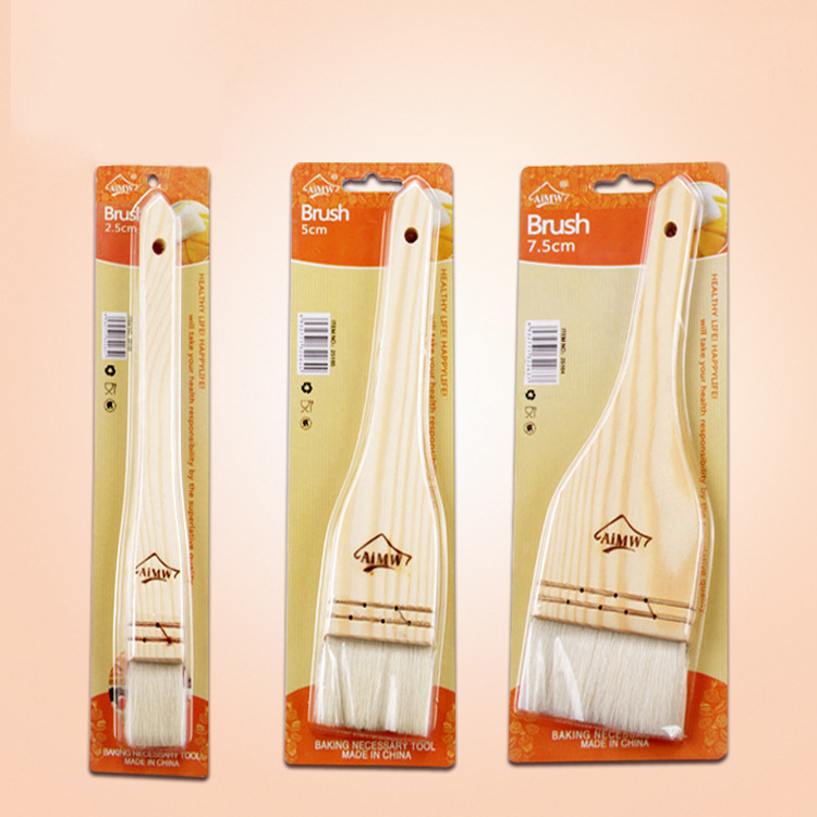 Quality Straight Wooden Handle Wool Brush with Package Wool Brush Wooden Handle Grill Brush Soft Wool AMW Baking Tool