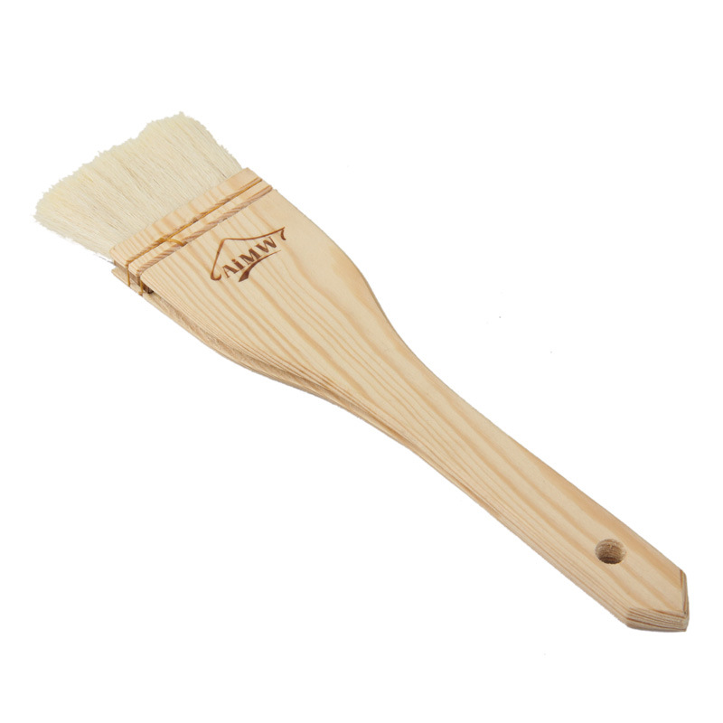Quality Straight Wooden Handle Wool Brush with Package Wool Brush Wooden Handle Grill Brush Soft Wool AMW Baking Tool