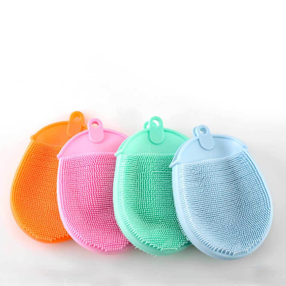 TPE Soft Fur Bath Brush Dishwashing Gloves Fruit Scrub-Brush Kitchen Cleaning Magic Dishwashing Brush
