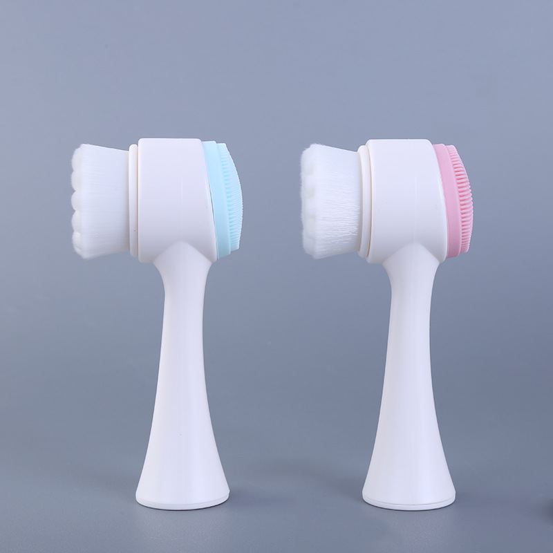 Brush DoubleSided Silicone Facial Washer Standing Cleansing Brush Blackhead Removal Deep Cleaning Manual Soft Hair