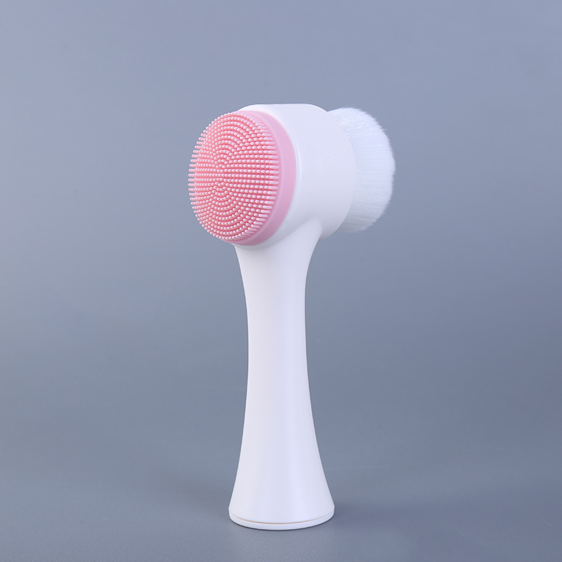 Brush DoubleSided Silicone Facial Washer Standing Cleansing Brush Blackhead Removal Deep Cleaning Manual Soft Hair