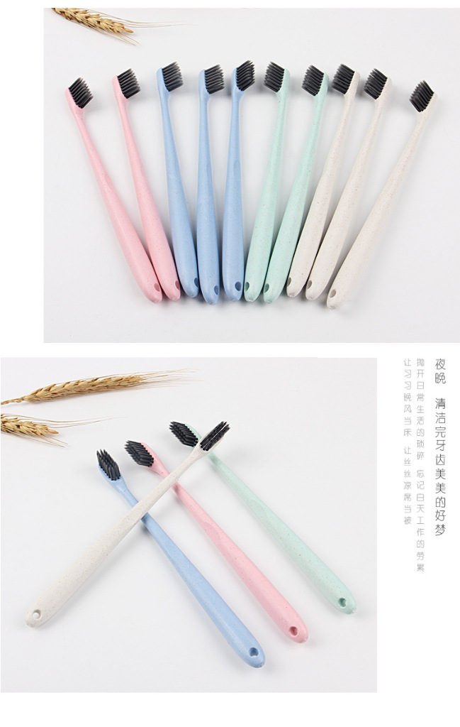 10 pieces of wheat straw filaments with soft bristles couple of adult toothbrushes with carbon brush for home pack 10 pieces of wheat straw filaments with soft bristles couple of adult toothbrushes with carbon brush for home pack
