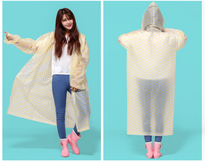 Minca dot outdoor adult / children raincoat EVA long coat type