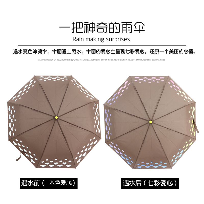 [3573A] creative seventy percent off sun umbrella in case of water color change love umbrella wholesale