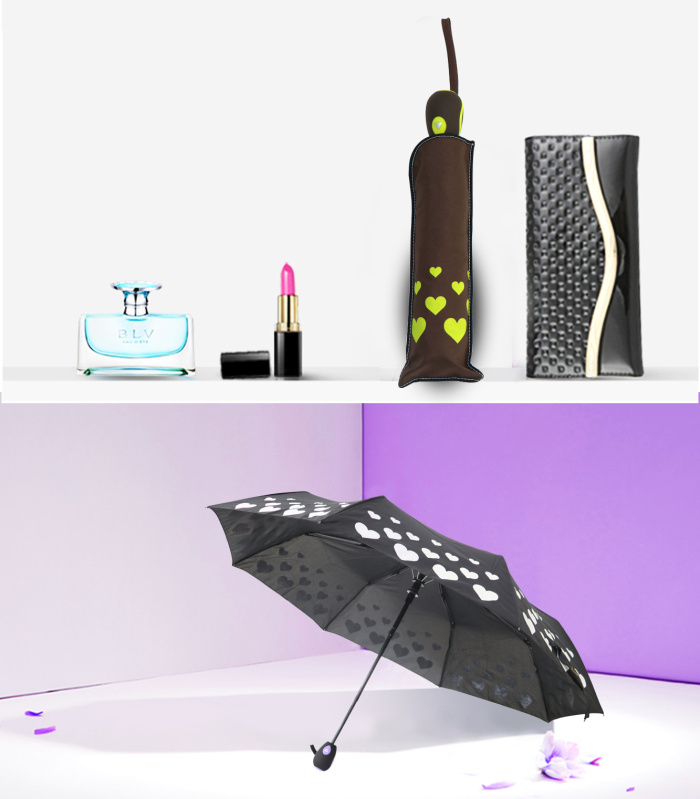 [3573A] creative seventy percent off sun umbrella in case of water color change love umbrella wholesale