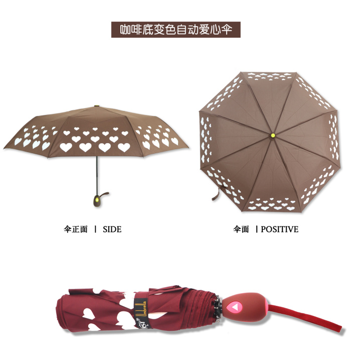 [3573A] creative seventy percent off sun umbrella in case of water color change love umbrella wholesale