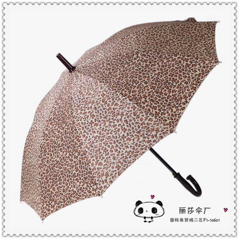 Strengthen the leopard print to open the direct rod business clear umbrella