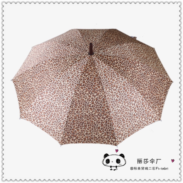 Strengthen the leopard print to open the direct rod business clear umbrella