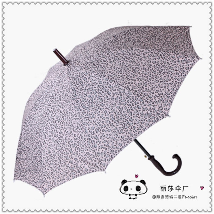 Strengthen the leopard print to open the direct rod business clear umbrella