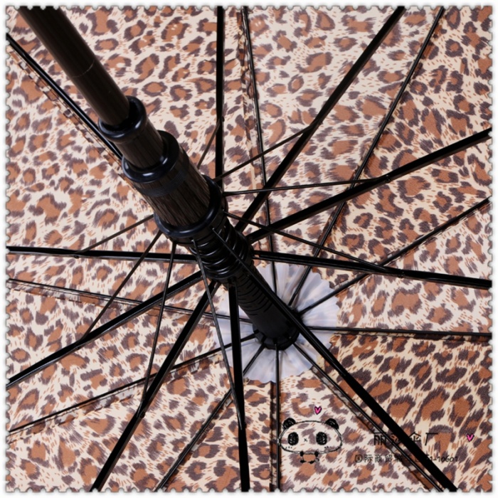 Strengthen the leopard print to open the direct rod business clear umbrella