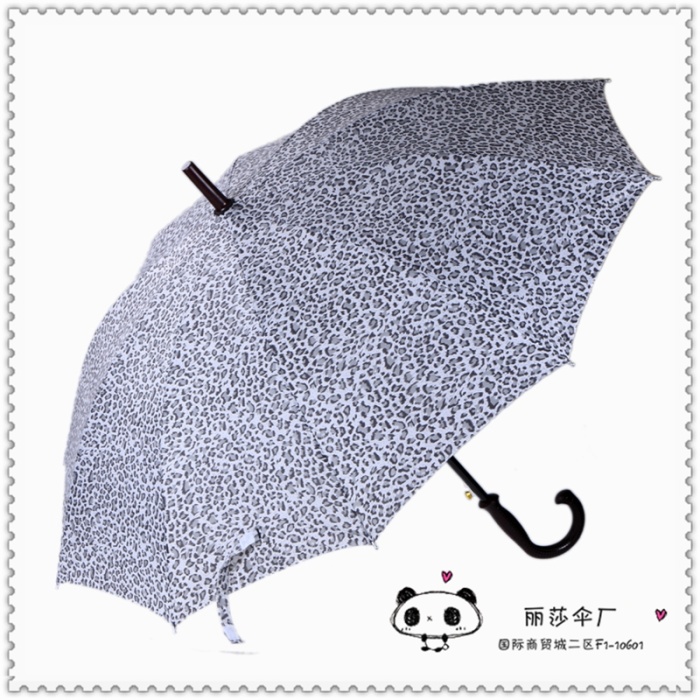 Strengthen the leopard print to open the direct rod business clear umbrella