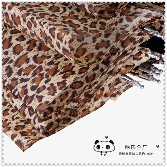 Strengthen the leopard print to open the direct rod business clear umbrella