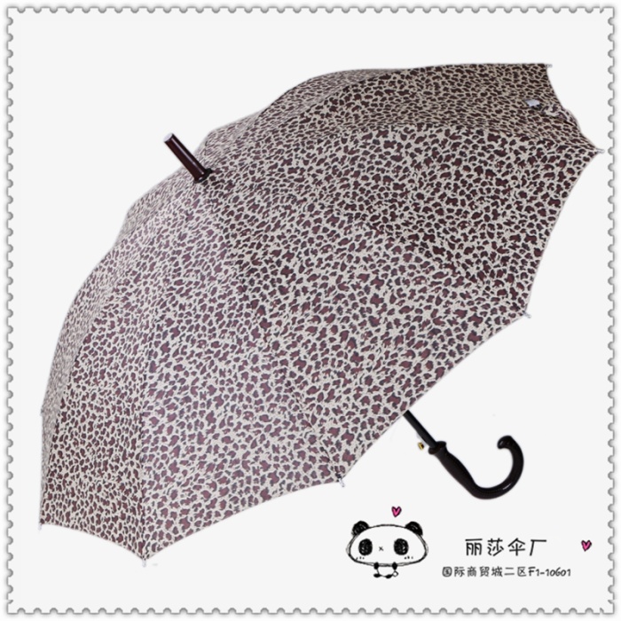 Strengthen the leopard print to open the direct rod business clear umbrella