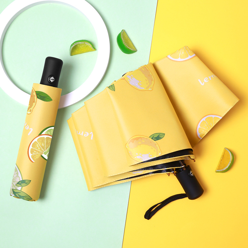 Umbrella Tri-Fold Self-Folding Umbrella Sun Protection Sunshade Fruit Umbrella Avocado Fresh Vinyl Foldable and Portable